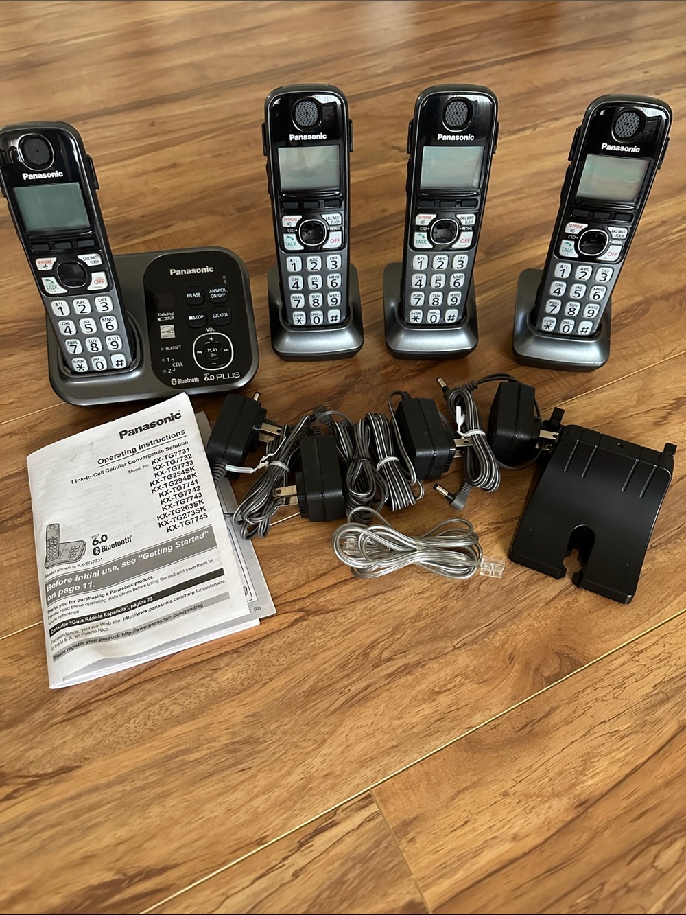 Panasonic 4-Handset Cordless Phone System in Black and Silver
